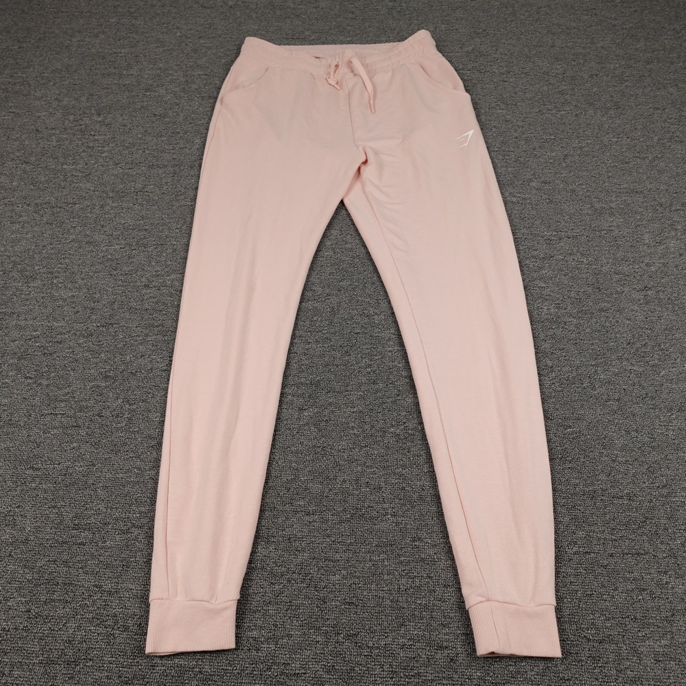 Gymshark Joggers Womens Medium Pink Jersey Tapered Drawstring Waist Lounge Gym
